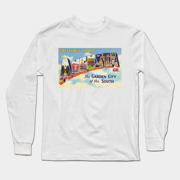 Greetings from Augusta, Georgia - Vintage Large Letter Postcard Long Sleeve T-Shirt by Naves